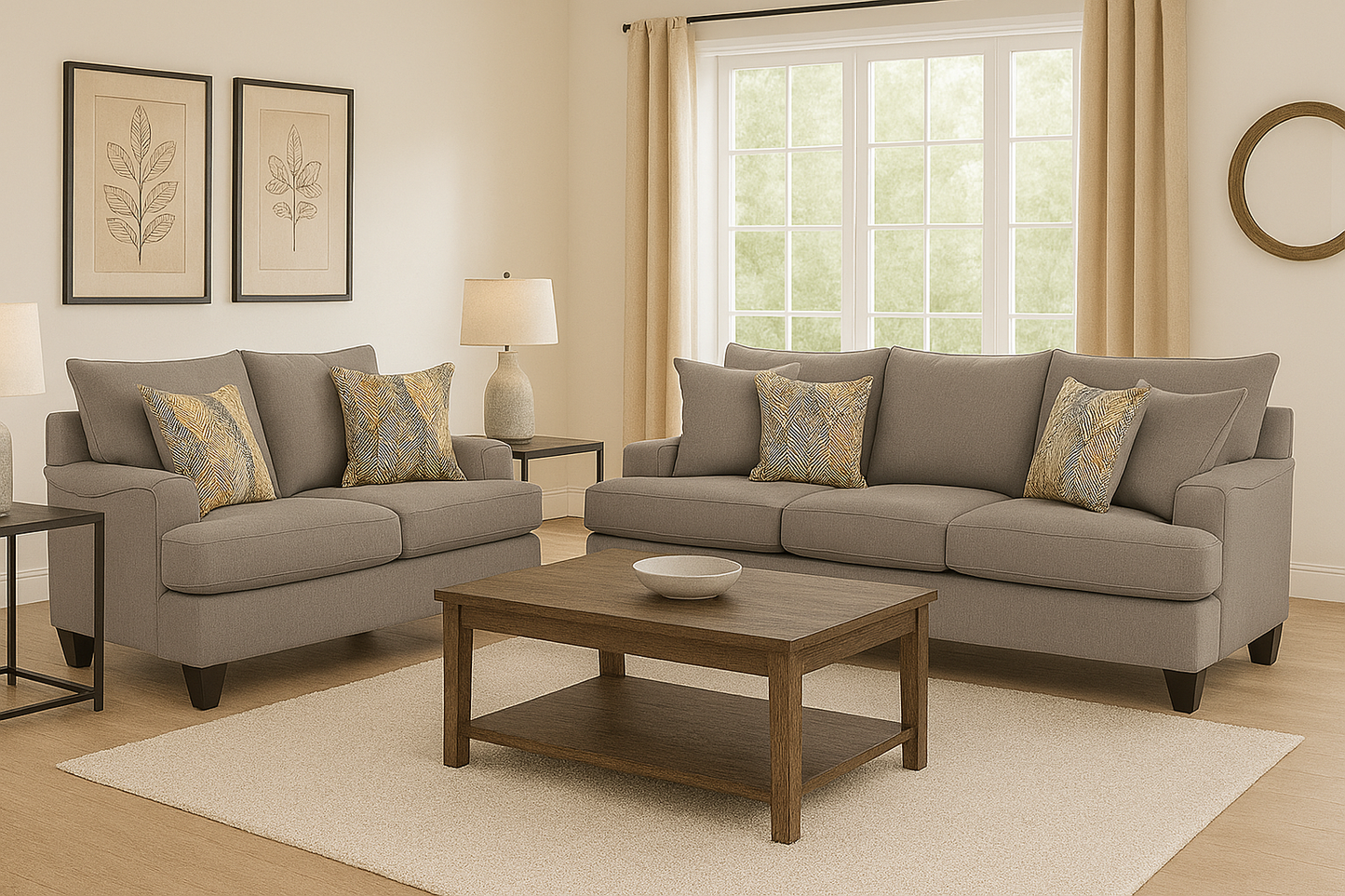 Aspen Linen Sofa & Loveseat Set