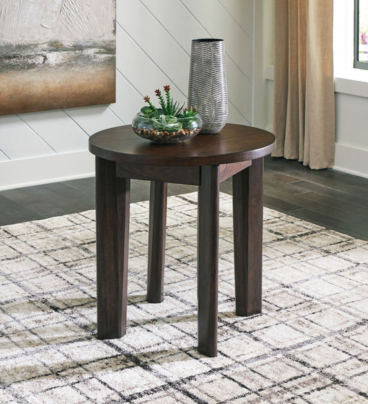 Korestone 2 - Round End Table - Dark Brown