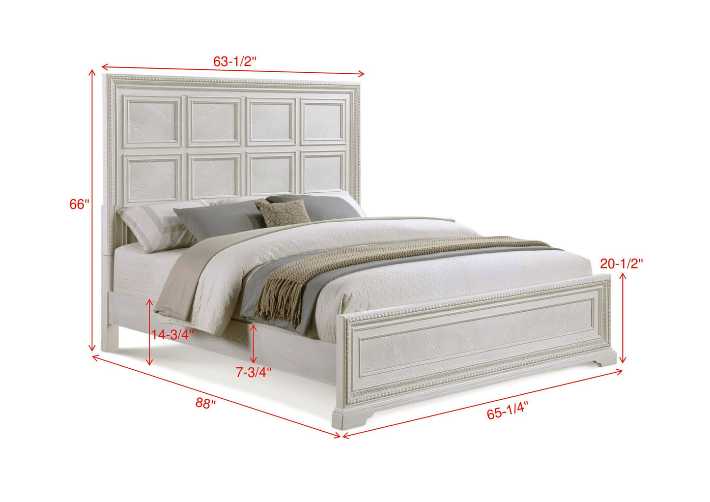 Alexandria - Queen Panel Bed- White
