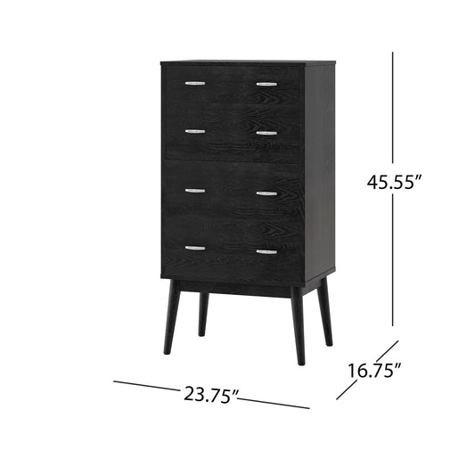 Wilbur - Faux Wood And Rubberwood 4 Drawer Dresser - Black