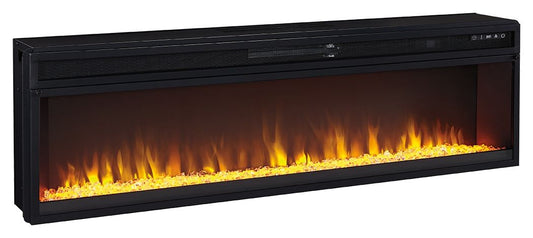Krystanza - TV Stand with Wide Fireplace Insert - Weathered Gray