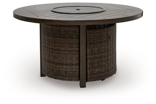 Monterey Point - Round Fire Pit Table - Dark Brown