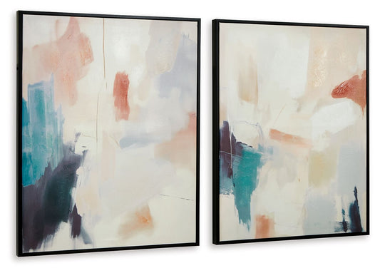 Caldish - Wall Art Set (Set of 2) - Blue / White / Pink