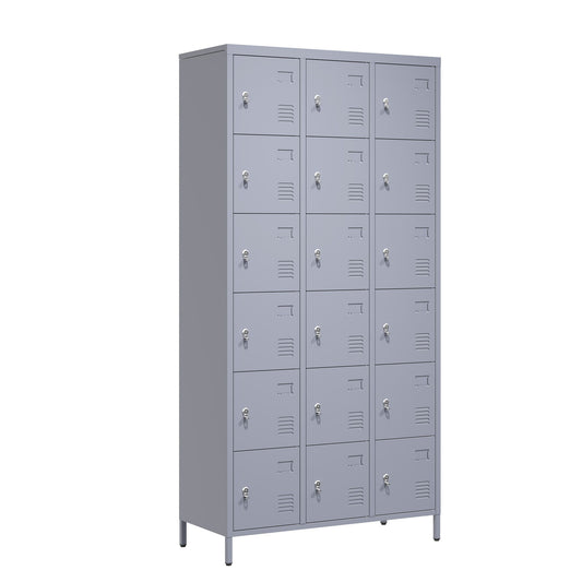 Lockers 18 Door With Lock For Employees, Storage Cabinet For Home Gym Office School Garage - Gray