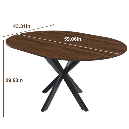 Retractable Dining Table, Round Extendable 6 Person Table - Walnut