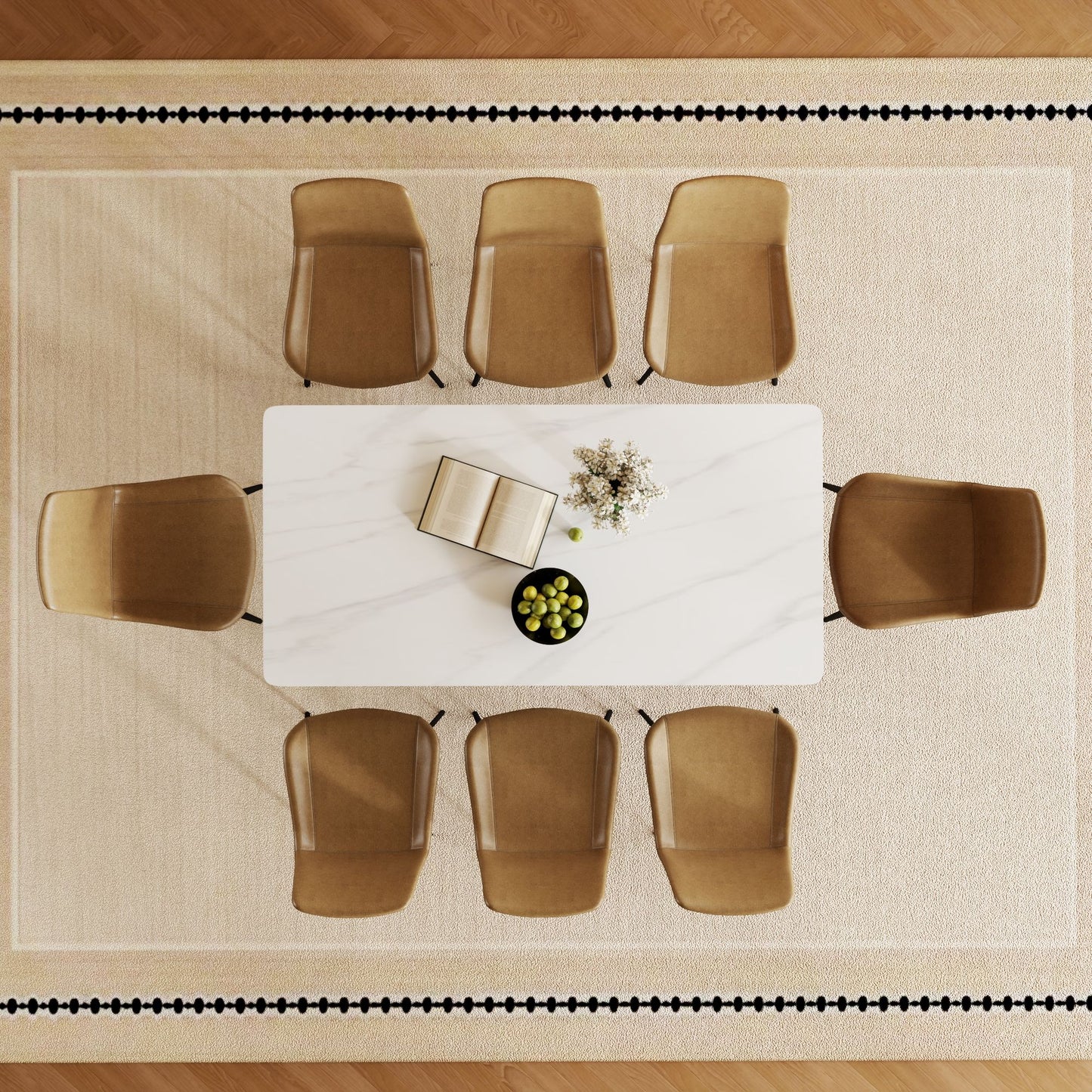 Rectangular Dining Table, Table For 8 Guests - Black / White