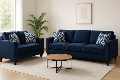 Nixon Blue Sofa & Love Set