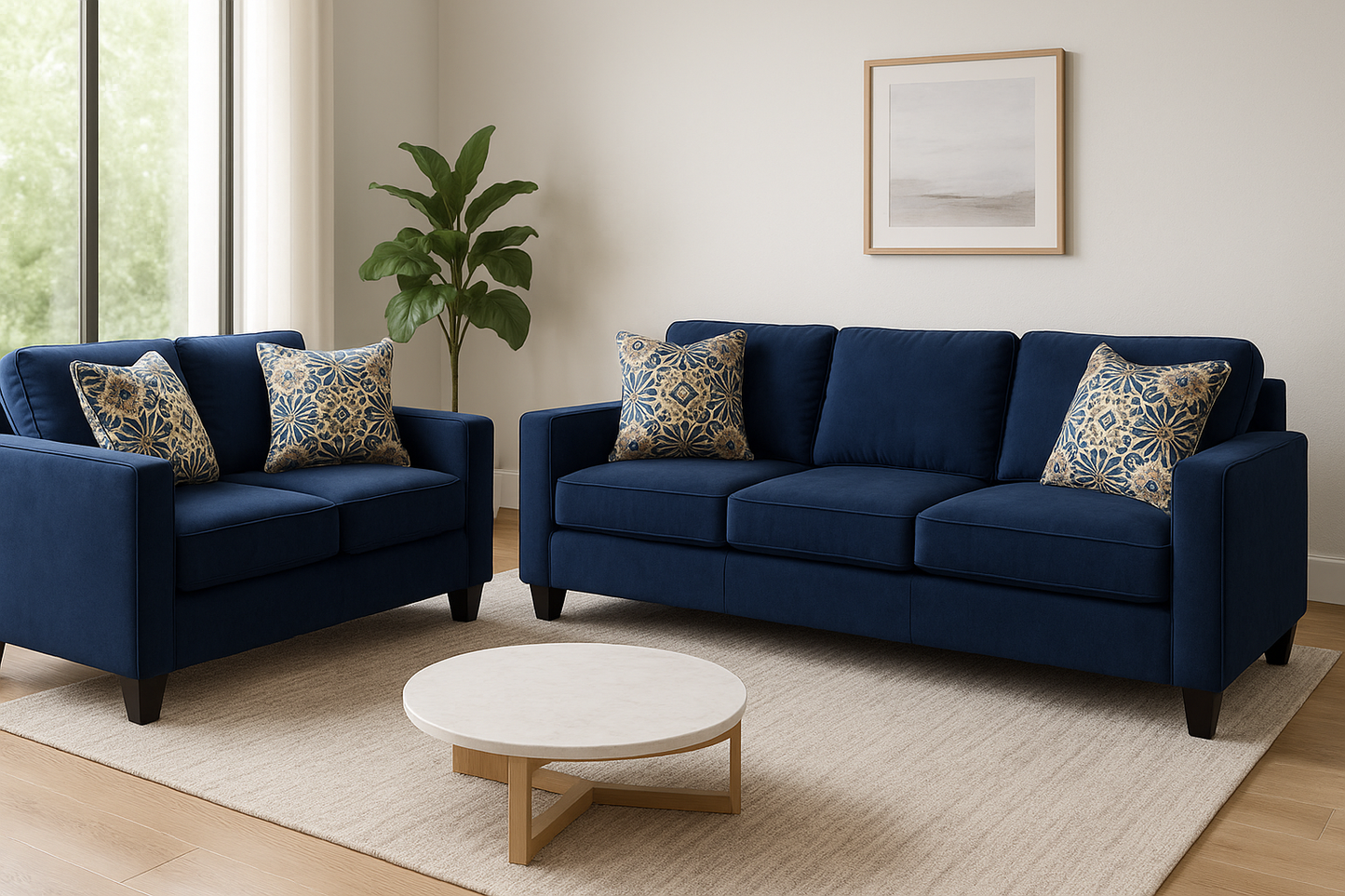 Nixon Midnight Sofa & Love Set