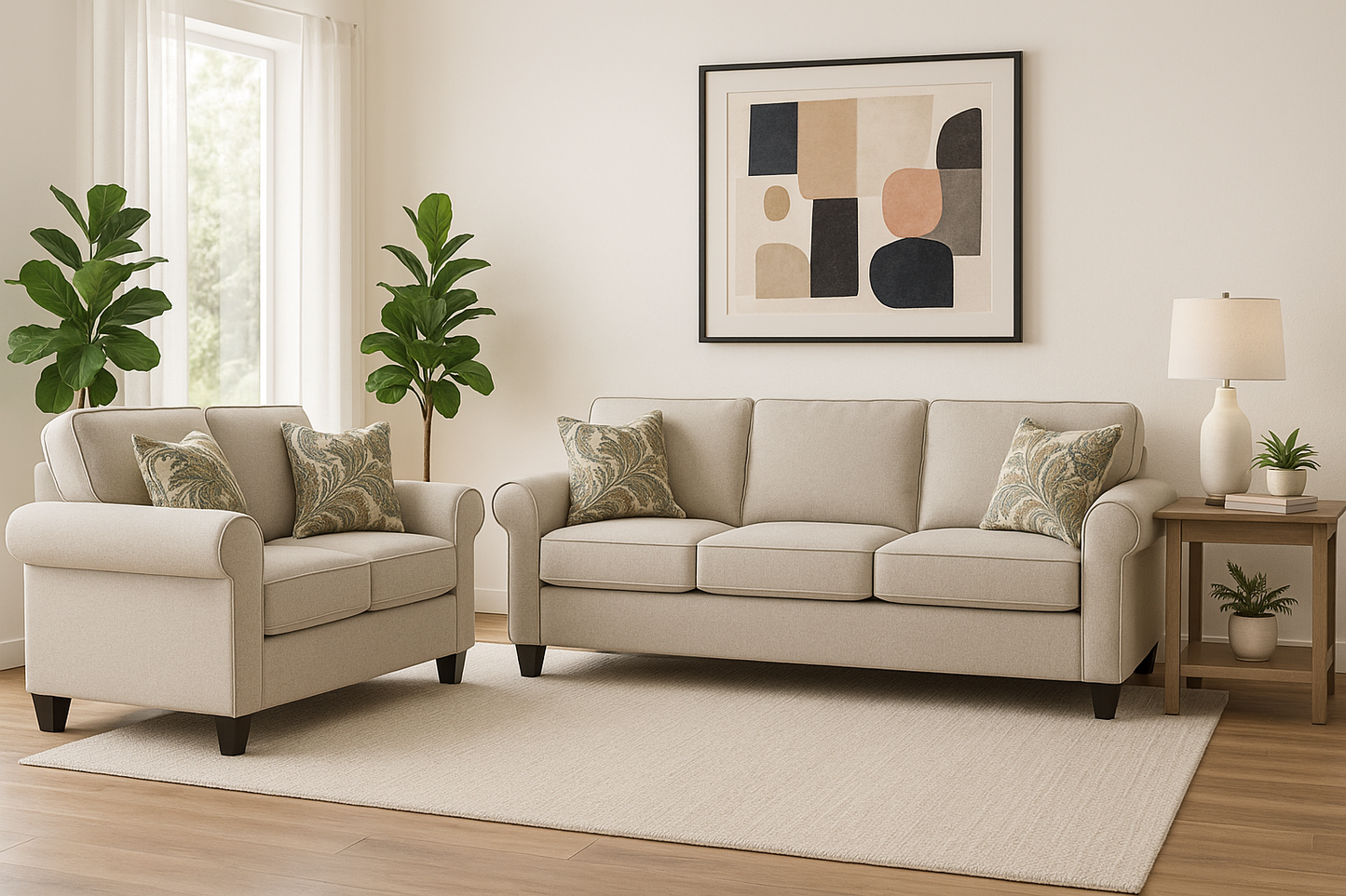 Bodrum Ivory Sofa & Loveseat Set
