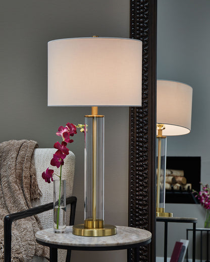 Orenman - Glass Table Lamp (Set of 2) - Clear / Brass Finish