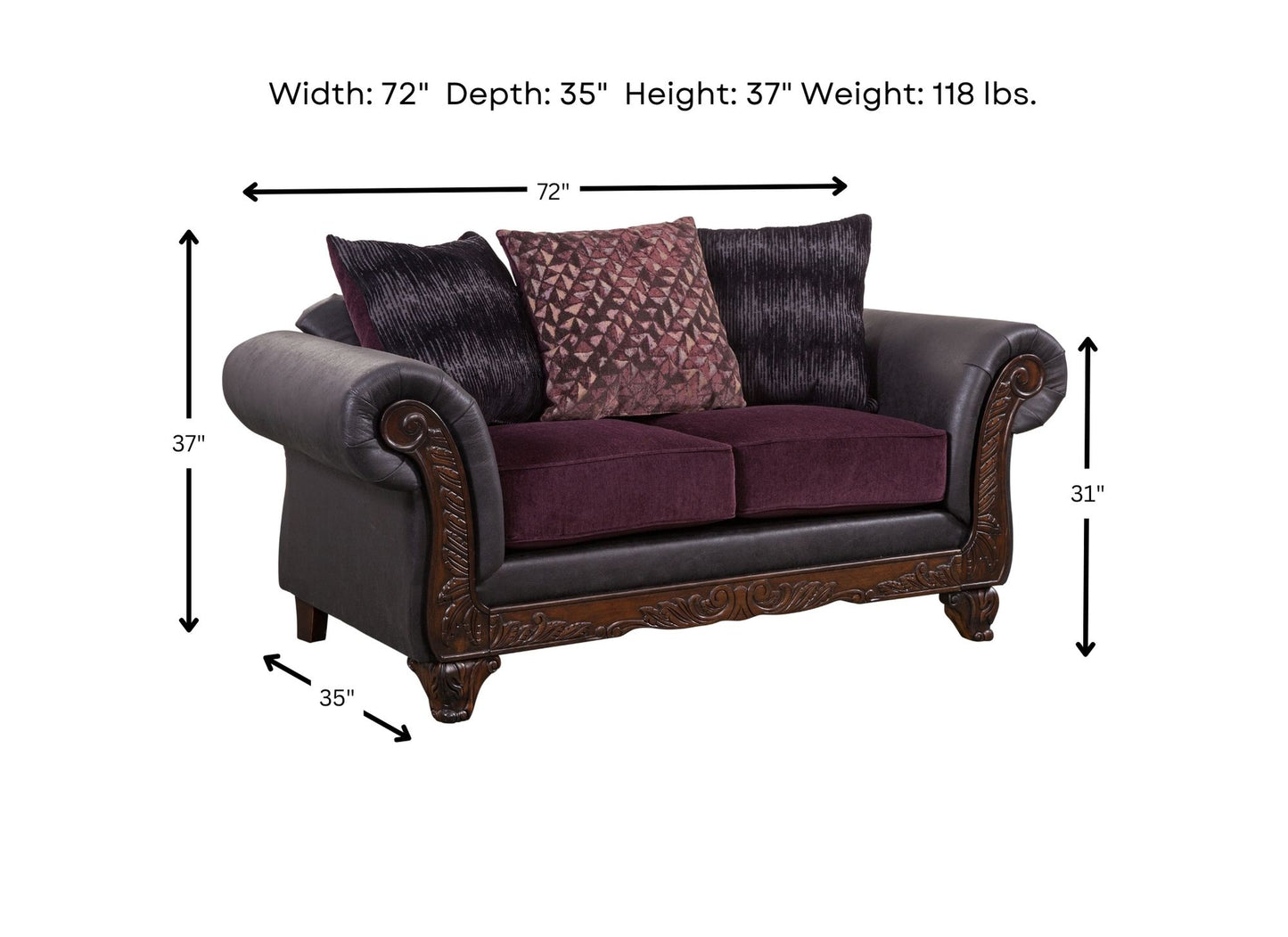 Vex Eggplant Loveseat