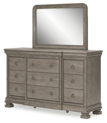 Lexorne - Dresser And Mirror - Gray