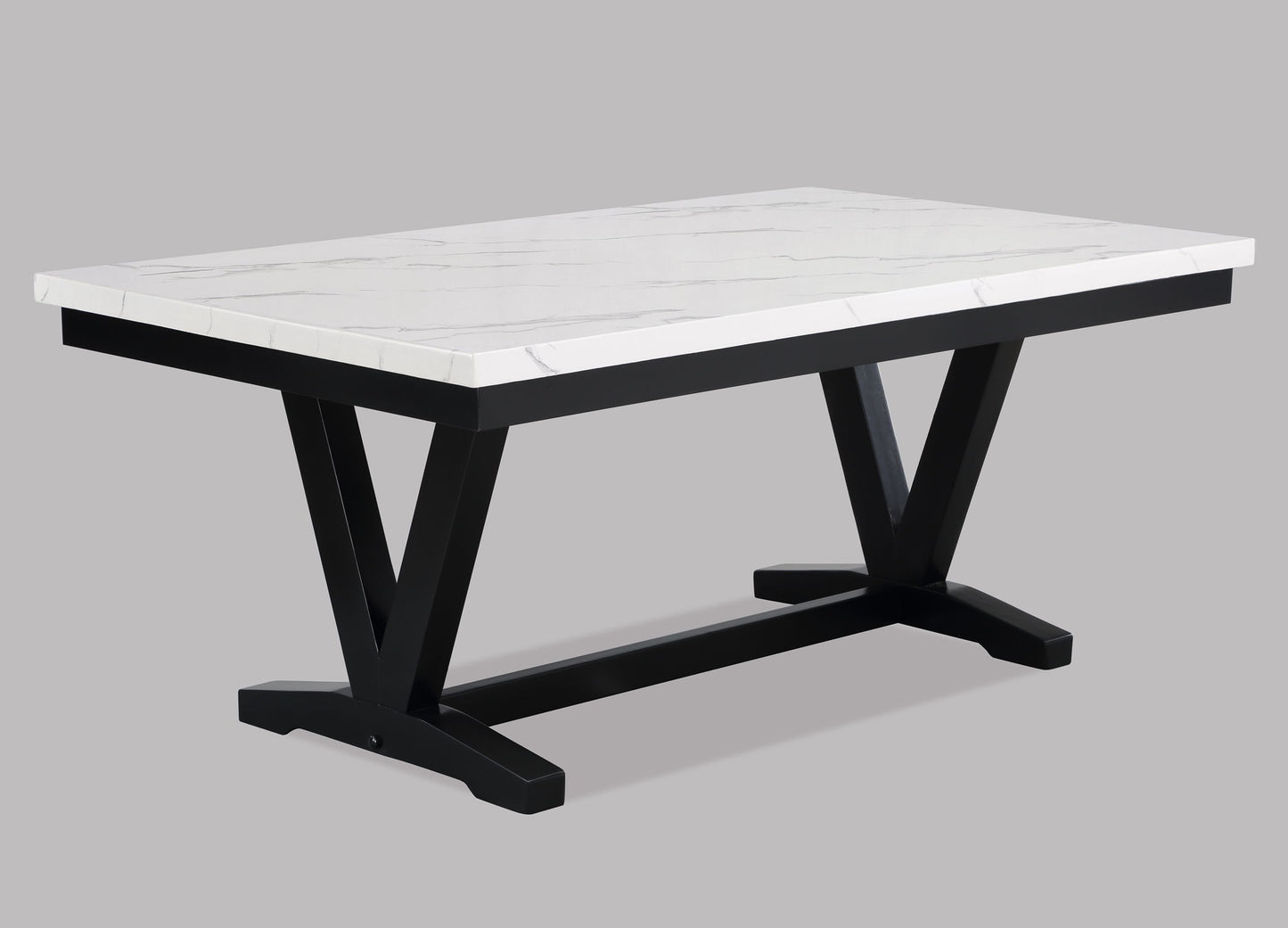 Tanner - Dining Table, Faux Carrara Marble - White / Black