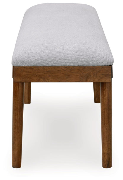 Lyncott - Large Upholstered Dining Room Bench - Gray / Brown