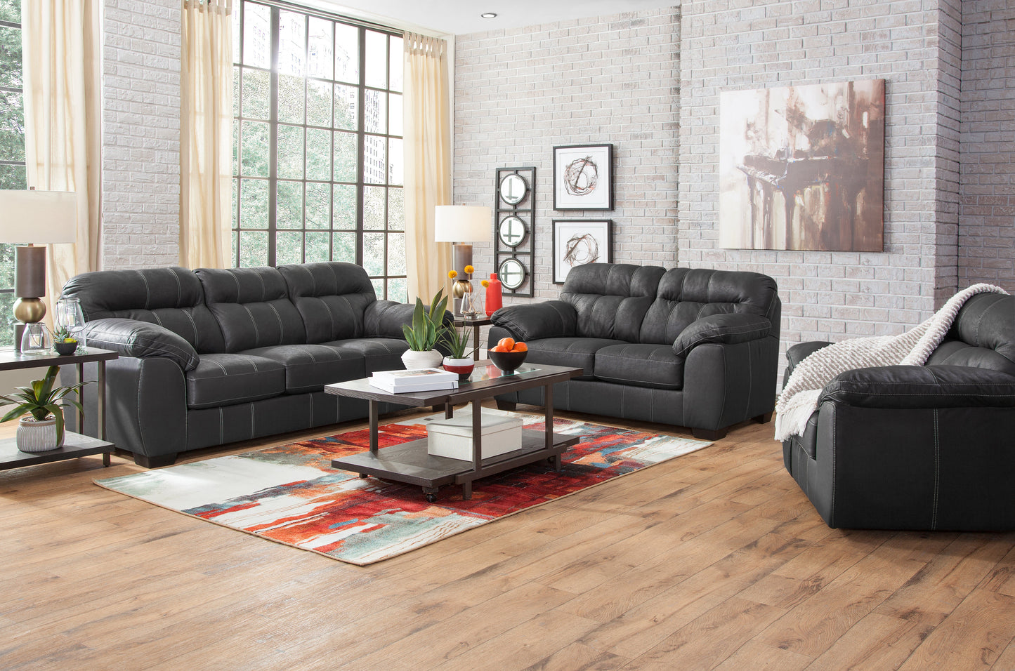 Maverick Black Sofa & Love Set