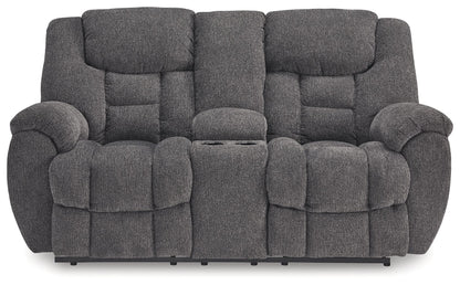 Foreside - Dbl Reclining Loveseat with Console - Charcoal